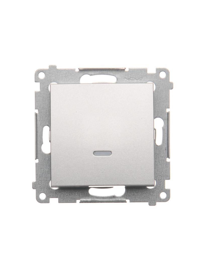 Simon 54 Przycisk pojedynczy zwierny z podświetleniem LED bez piktogramu 16A z. śrub. srebrny mat