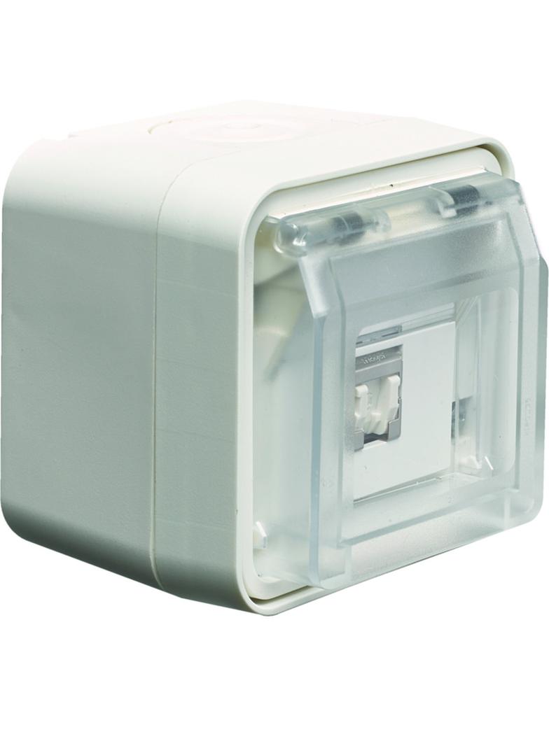 BERKER W.1 Gniazdo UAE 8 RJ45 kat.6 z pokrywą kompletne IP55 biały 14093502 HAGER