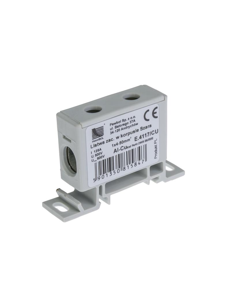 Listwa zac. w korpusie 1x2,5-50 szara AL/CU