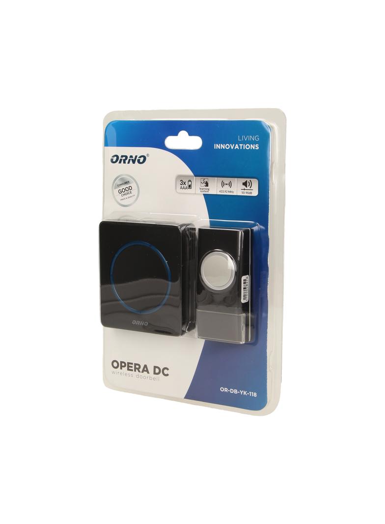 Dzwonek bezprzewodowy OPERA DC bateryjny learning system 48 dźwięków 100m OR-DB-YK-118 ORNO