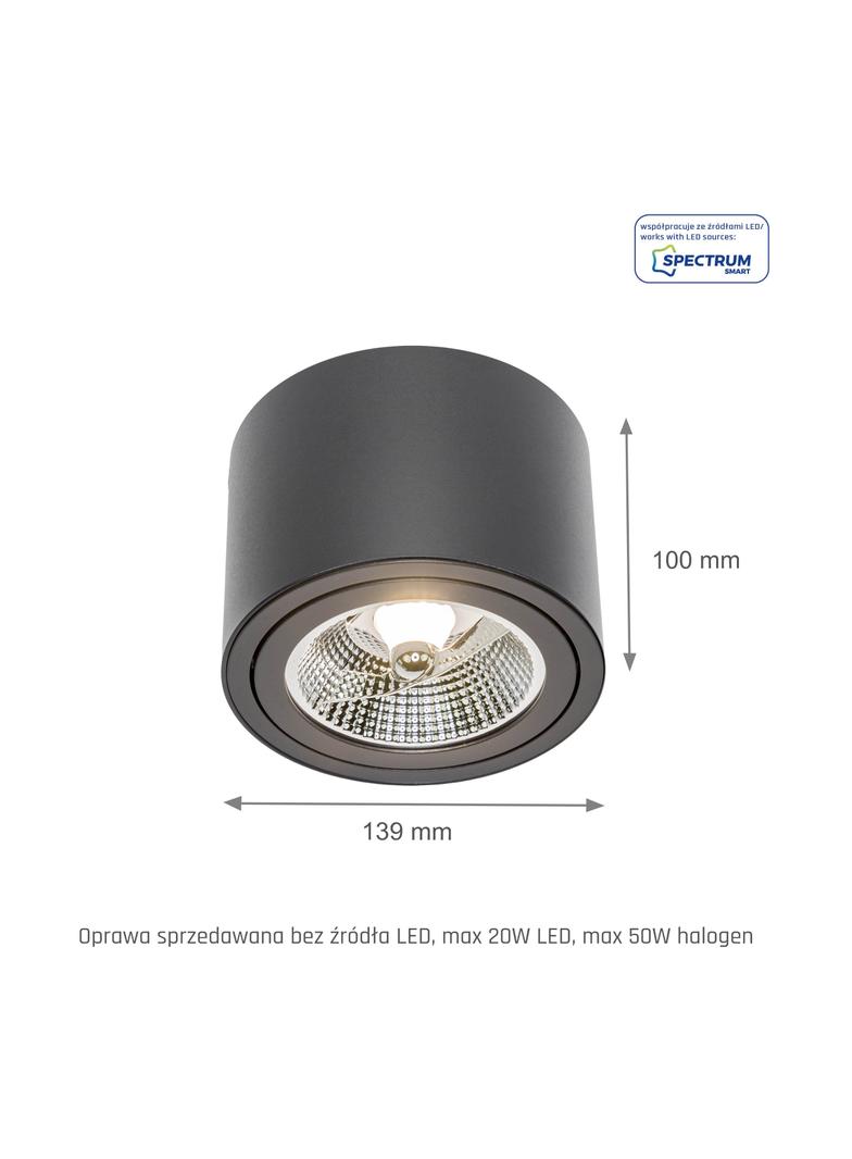 CHLOE AR111 IP20 okrągła czarna, ruchoma