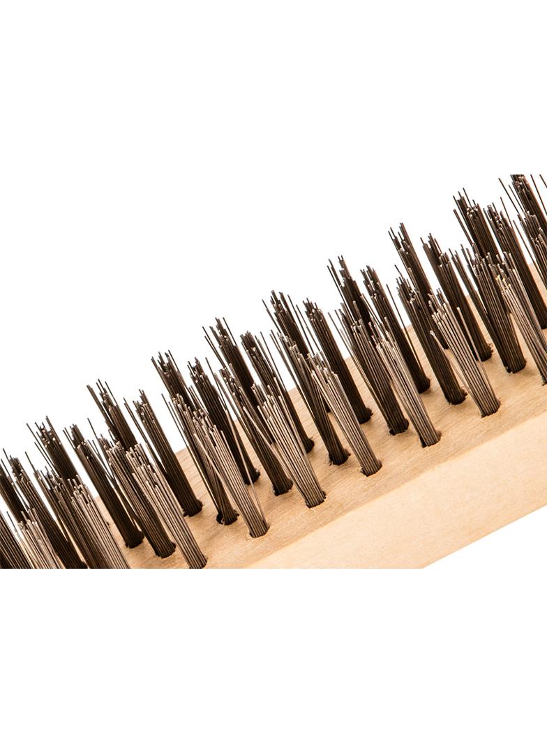 Szczotka druciana 4-rzędowa, drewniany uchwyt