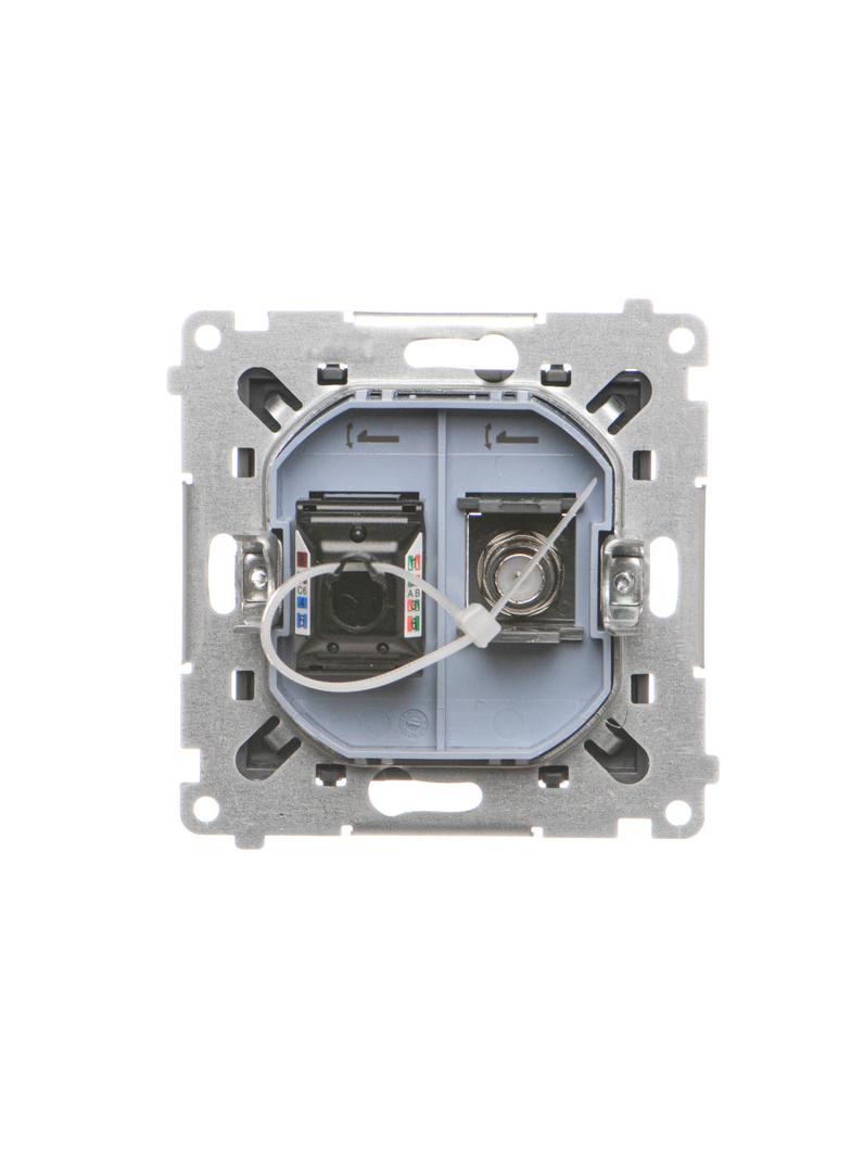 Simon 55 Gniazdo antenowe typu /F/+RJ45 kat.6 Grafitowy mat