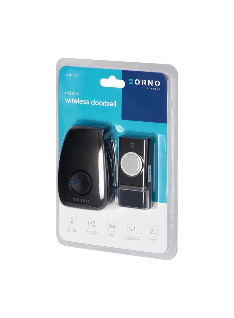 Dzwonek bezprzewodowy OPERA AC sieciowy learning system 48 dźwięków 100m OR-DB-YK-117 ORNO