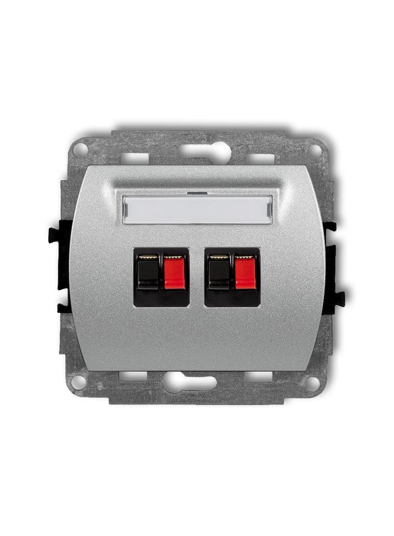 TREND Mechanizm gniazda głośnikowego podwójnego srebrny metalik