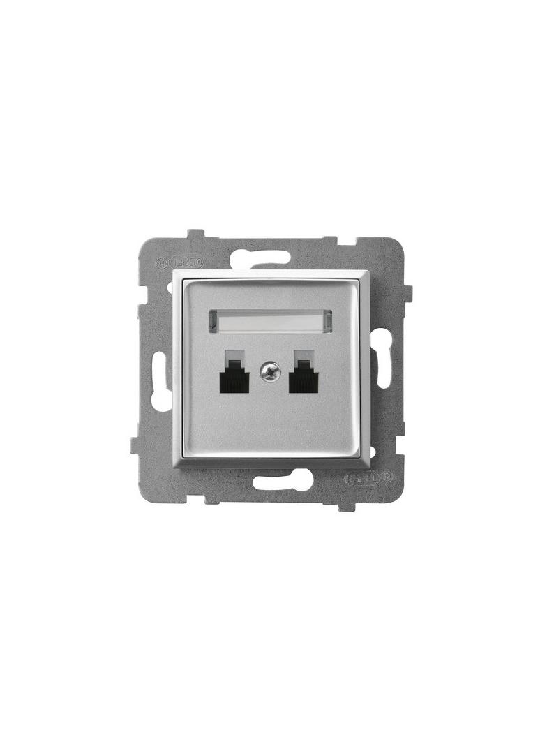 ARIA Gniazdo telefoniczne podwójne równoległe - kolor srebro