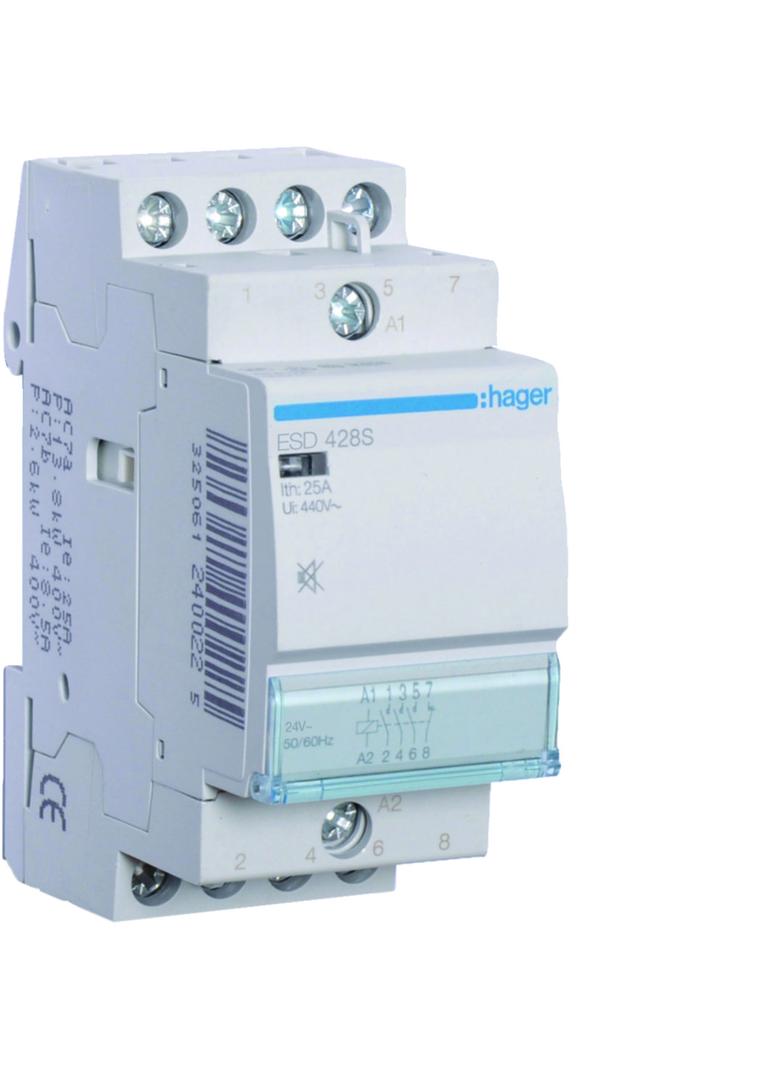 Stycznik modułowy cichy 24V AC 3Z+1R 25A AC-7A B ESD428S HAGER
