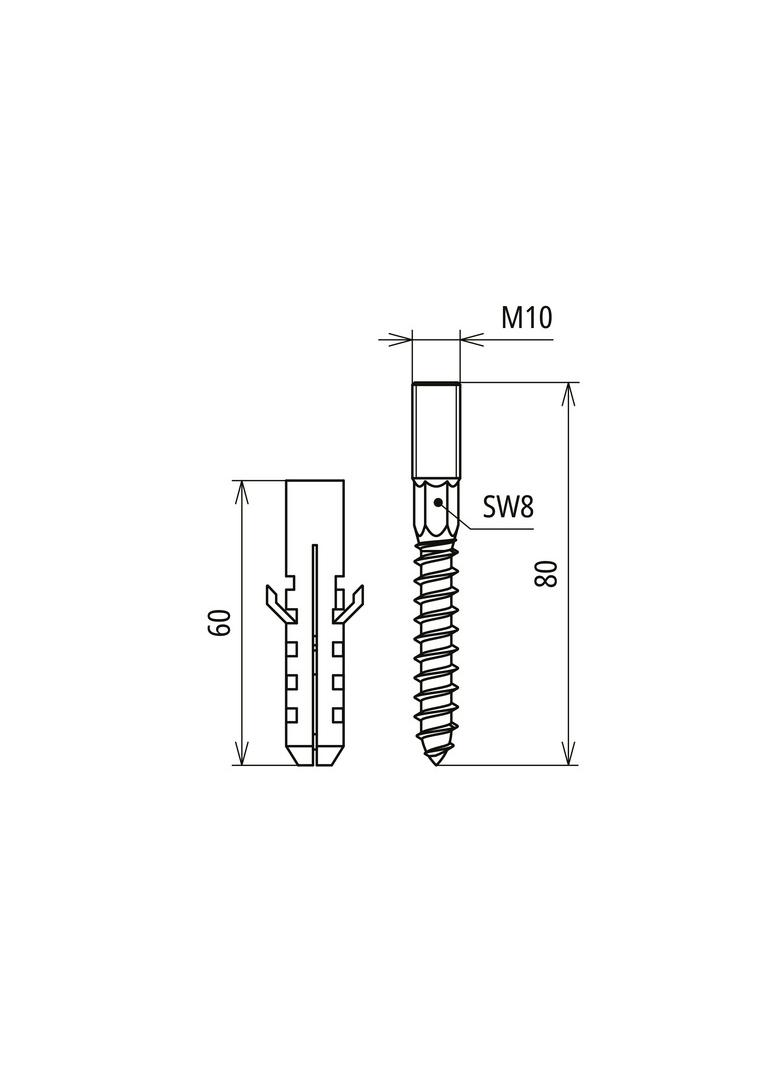 Zestaw montażowy do szyn uziem., 2 kołki