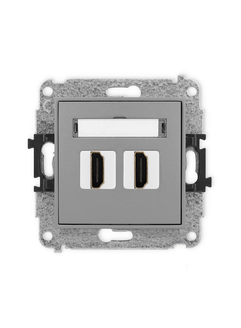 MINI Gniazdo podwójne HDMI 2.0, 4K szary mat 27MHDMI-4 KARLIK