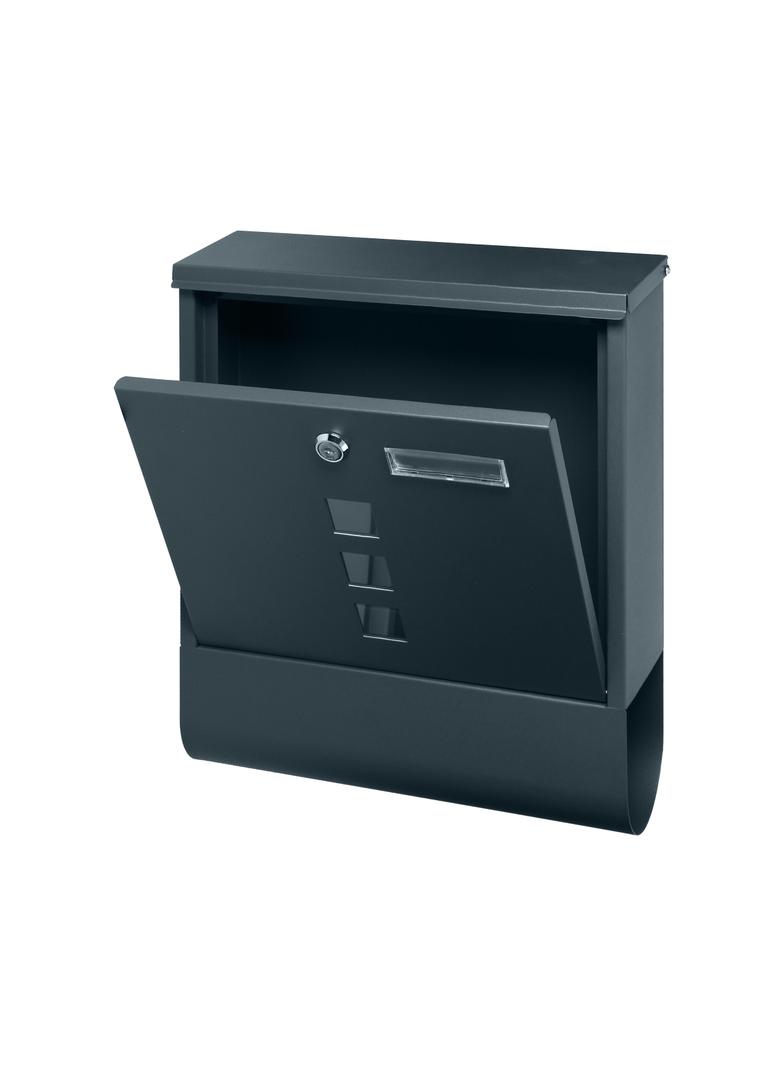 Skrzynka na listy HAITI z galwanizowanej stali z gazetnikiem i okienkami i wizytownikiem antracyt MB