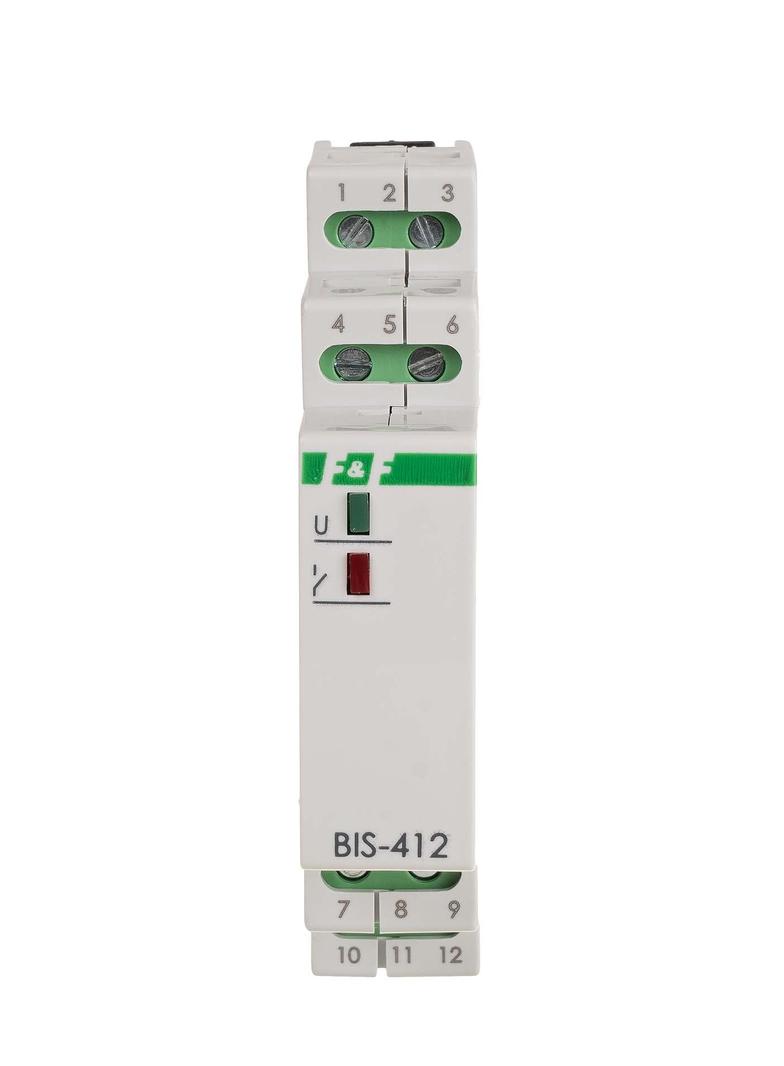 Przekaźnik bistabilny grupowy z pamięcią na szynę DIN 230V z przekaźnikiem inrush 160A/20ms BIS-412M-LED F&F