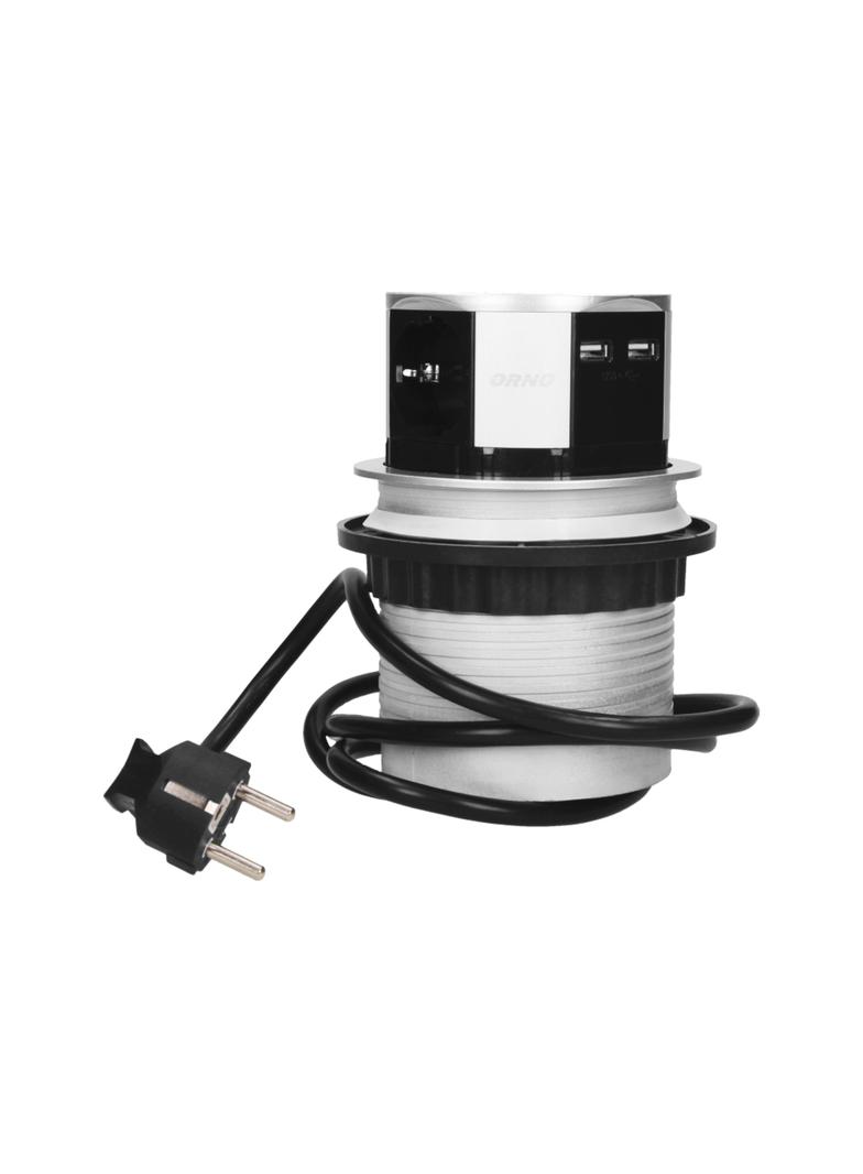 Gniazdo meblowe O10cm wysuwane z blatu z ładowarką USB i przewodem 1,5m 3x2P+Z 2xUSB wersja schuk OR