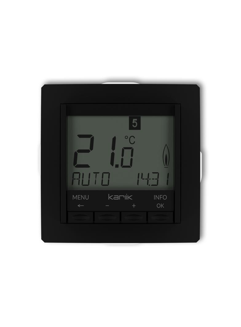 DECO Elektroniczny tygodniowy regulator temperatury (podświetlenie białe), czarny mat 12DRT-3.1 KARLIK
