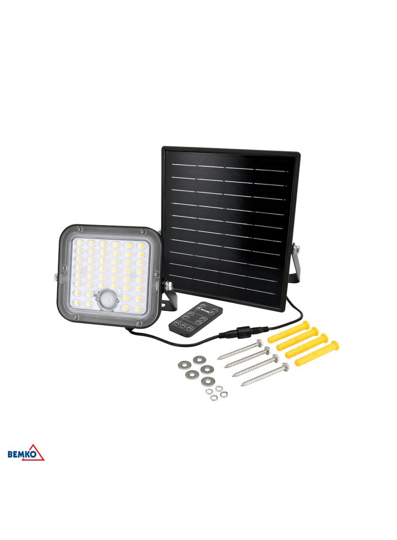 NAŚWIETLACZ LAMPA SOLARNA LED 2 barwy świecenia SOLPAR 10W 1500lm 3000/4000K IP65 CZARNY Czujnik ruc C83-SOP-010BL-CCT-PIR BEMKO