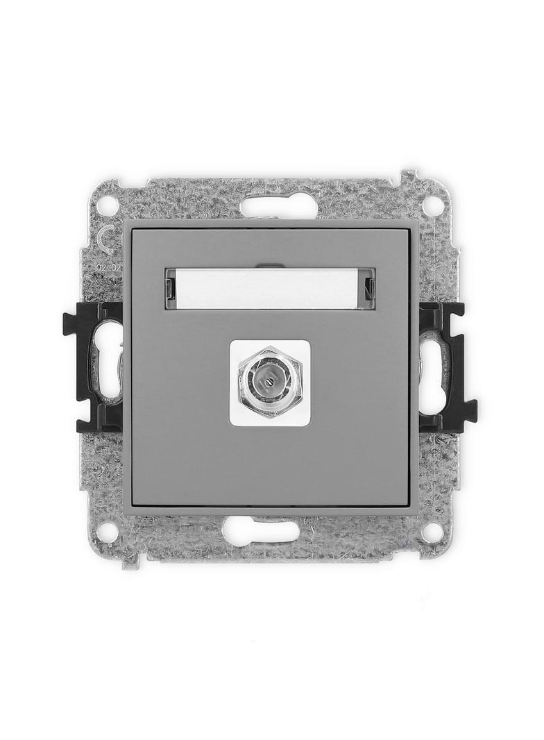 ICON Mechanizm gniazda antenowego pojedynczego typu F (SAT) niklowany szary mat