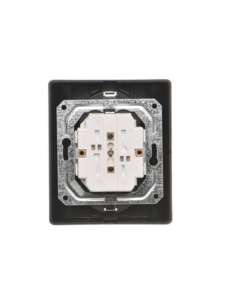 Simon 54 Gniazdo podwójne Schuko p/t z przesłonami wersja skandynawska 16A z. śrub. czarny