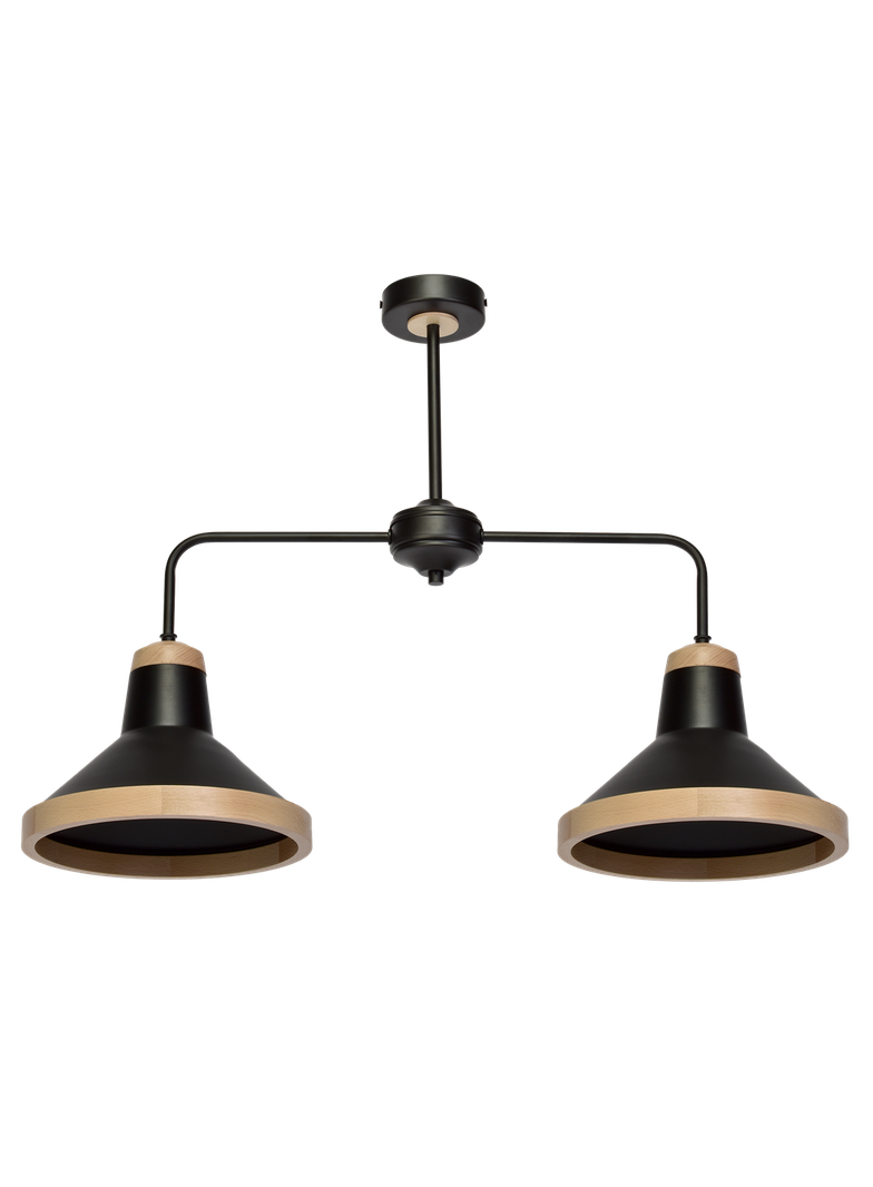 MILAGRO Lampa sufitowa SALMA BLACK / WOOD 2xE27