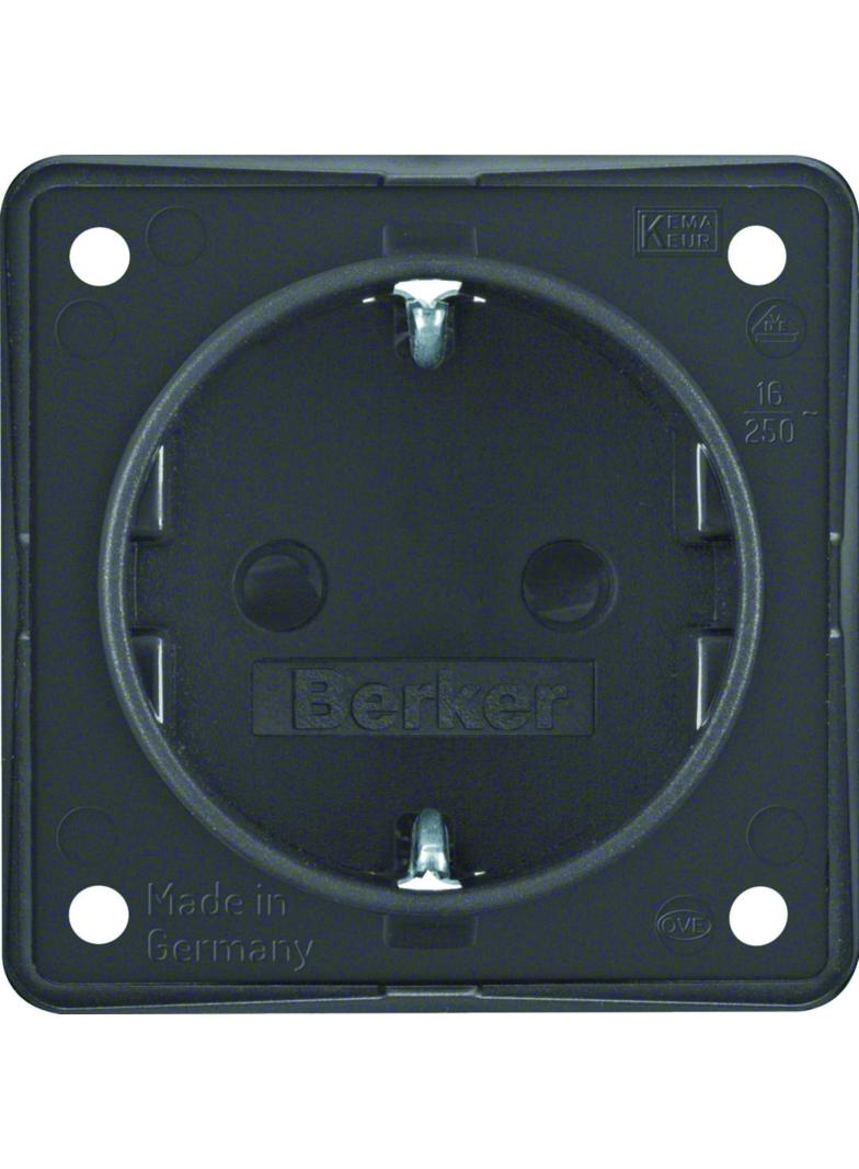 BERKER Integro Flow Gniazdo SCHUKO z podwyższoną ochroną styków antracyt 947792505 HAGER