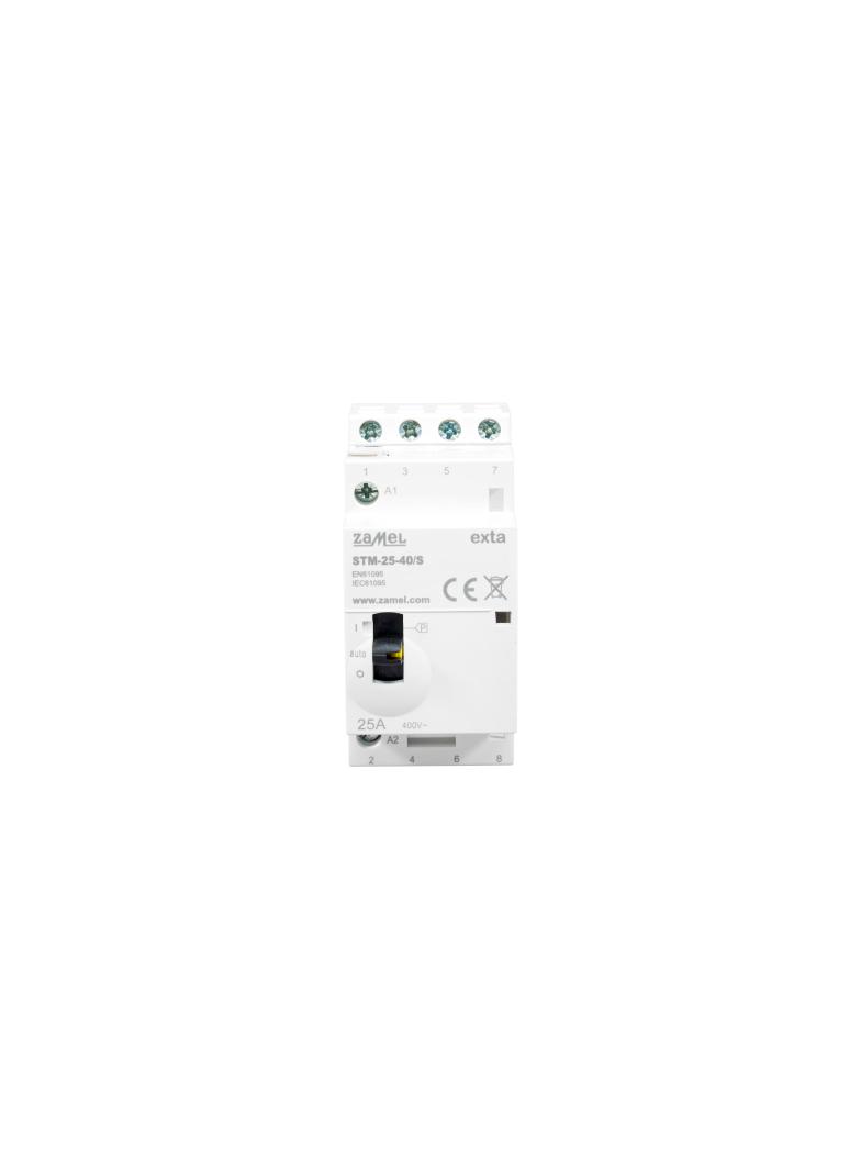 STYCZNIK MODUŁOWY ZE STEROWANIEM RĘCZNYM, INSTALACYJNY 25A, 4xNO, 230V AC, TYP: STM-25-40/S