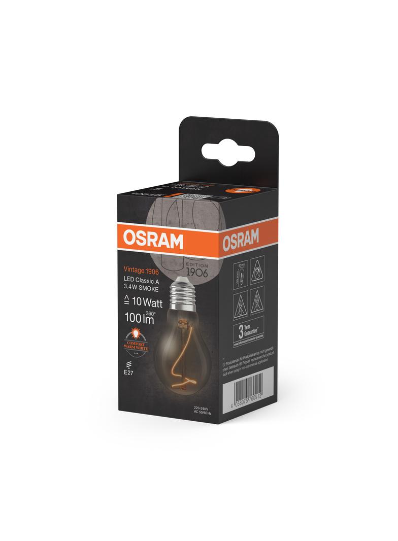 Lampa LED Vintage 1906 LED CL A Filament szkło przezroczyste SMOKE non-dim 3,4W/818 E27