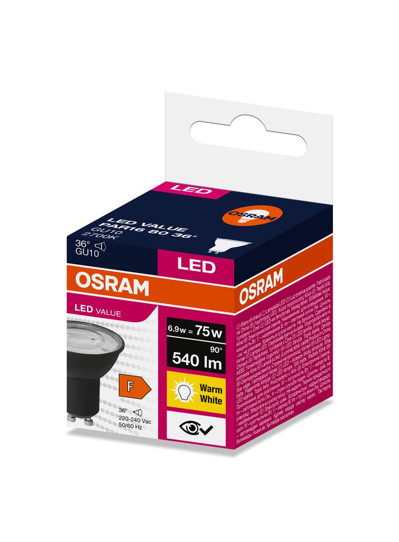 Lampa LED VALUE PAR16 80 36 6,9W/827 230 GU10 BK