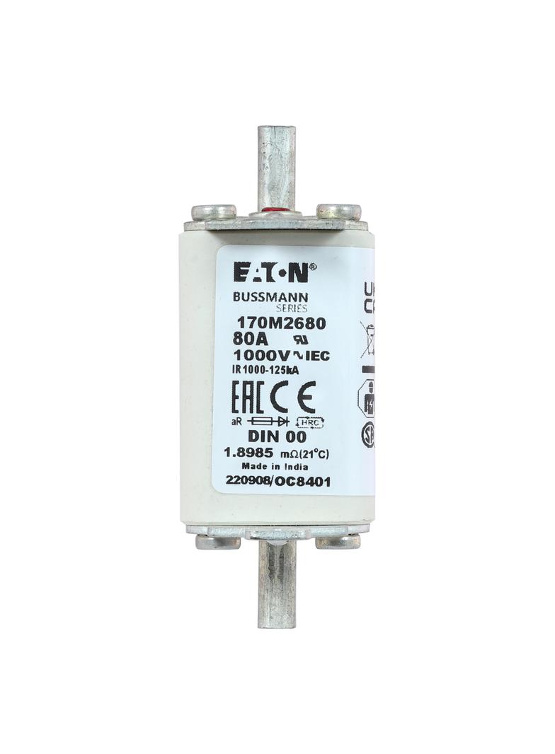 80A 1000V aR DIN 00 TYPE T FUSE Wkładka szybka 80A AC 1000V DIN 00 aR DIN IEC nieizolowane 170M2680
