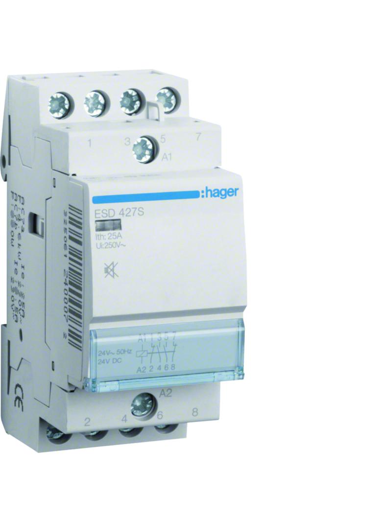 Stycznik modułowy cichy 24V AC 2Z+2R 25A AC-7A B ESD427S HAGER