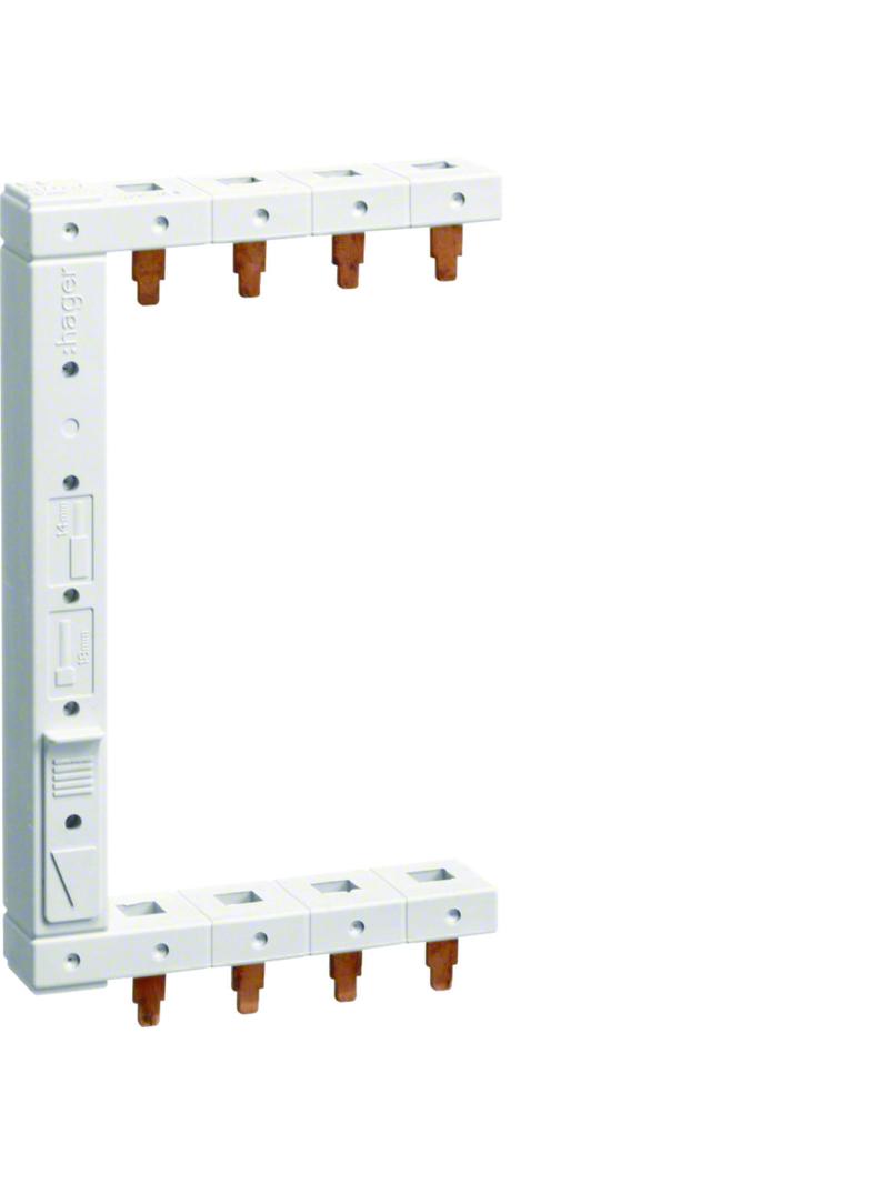 Szyna grzebieniowa kołkowa pionowa 4P 16mm2 do RCCB 2-rzędowa lewa 125mm KCF663L HAGER