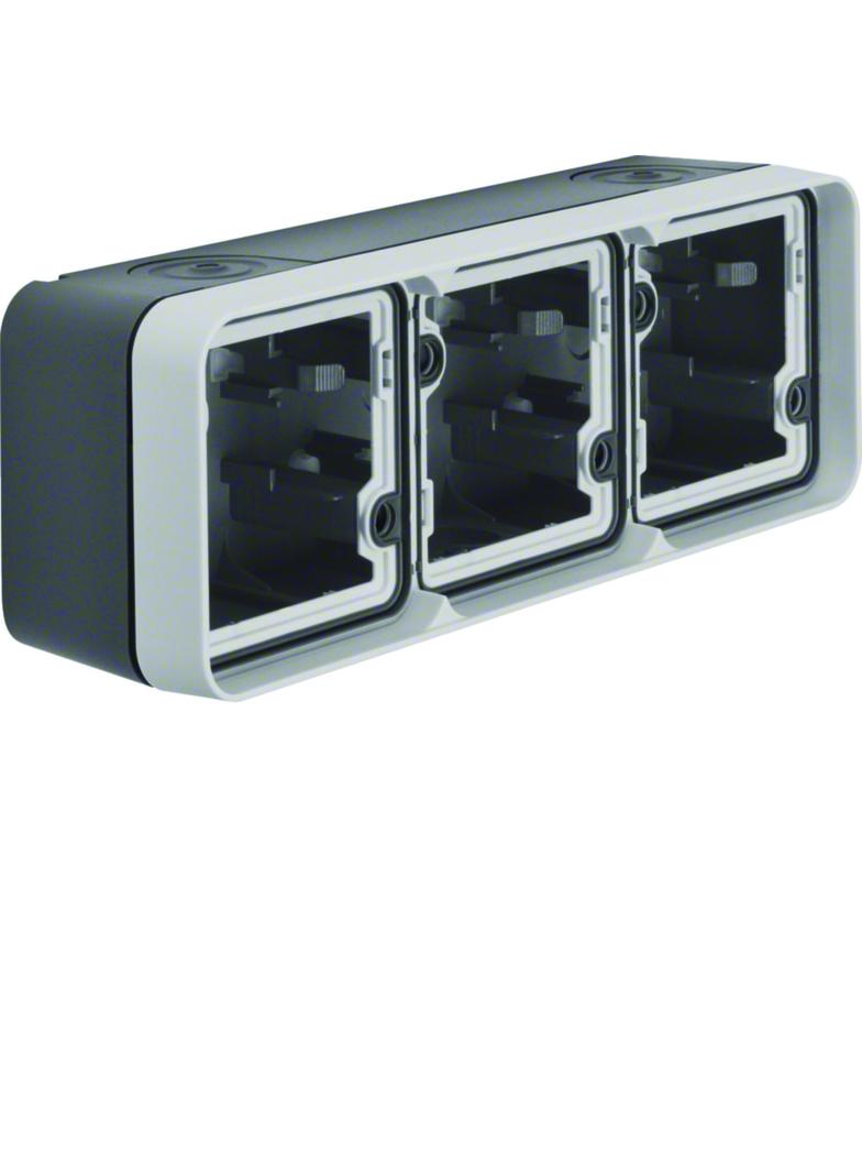 BERKER W.1 Adapter natynkowy potrójna poziomy 2 wejścia IP55 szary 6019303505 HAGER