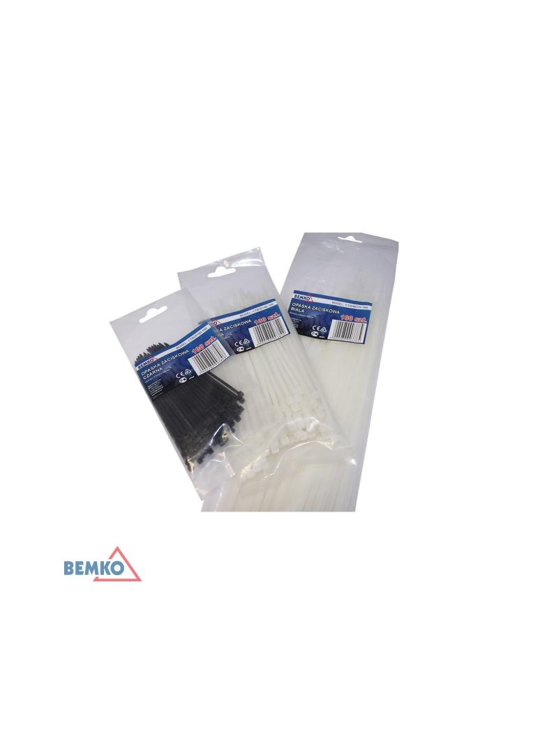 OPASKA ZACISKOWA 4.8*300 BIAŁA 100 SZT E40-CTW48300-100 BEMKO