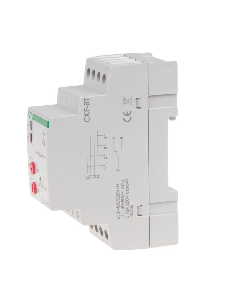 CZUJNIK KOLEJNOŚCI I ZANIKU FAZY, STYK: 1Z , I=10A,REGULOWANY CZAS ZADZIAŁANIA 0,5-15 SEK., 2 MODUŁY