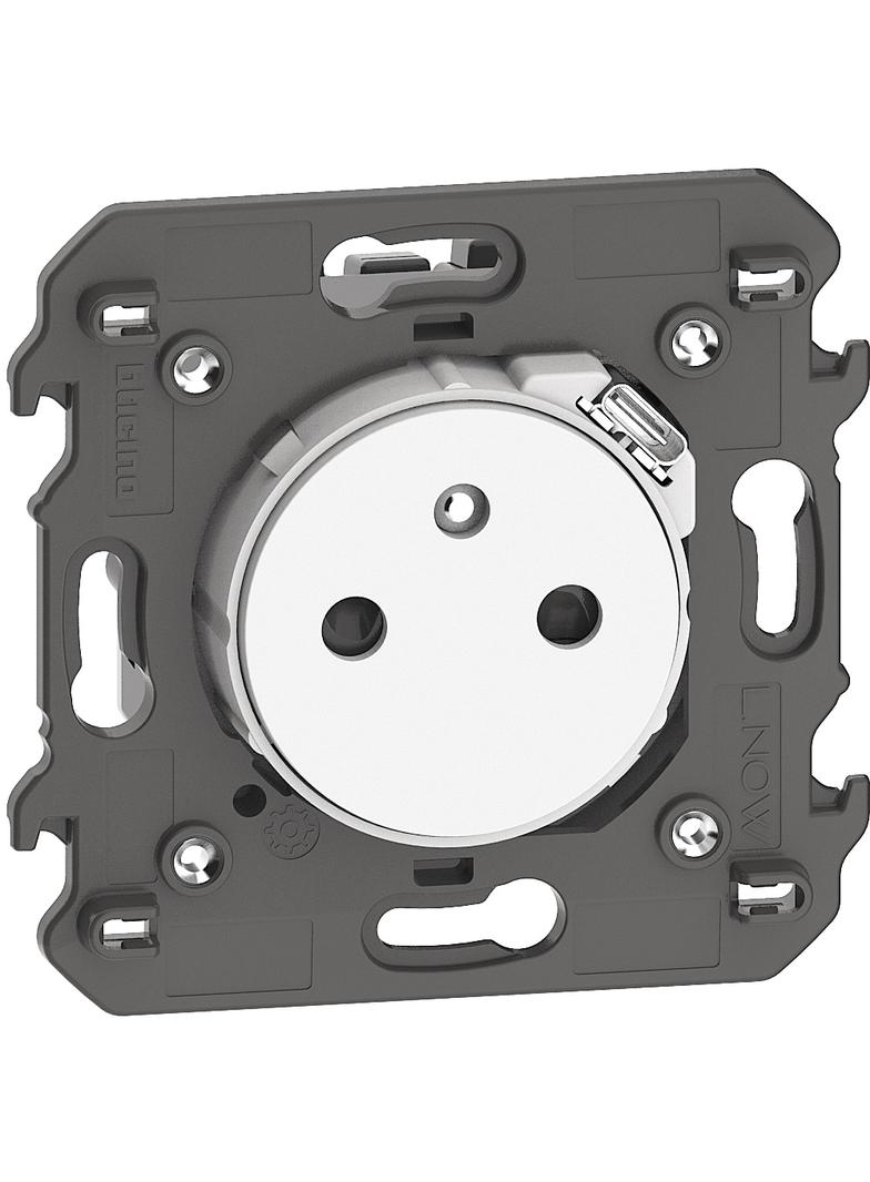 LIVING NOW - GNIAZDO PŁASKIE 2P+Z + USB C - 2 MODUŁY - BIEL, Bticino