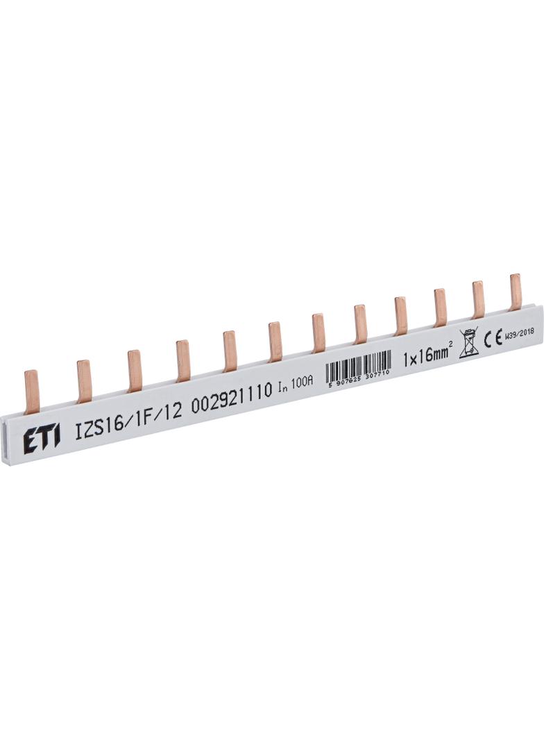 Szyna łączeniowa sztyftowa 1P 100A 16mm2 (12 mod.) IZS16/1F/12 (0,21) 002921110 ETI