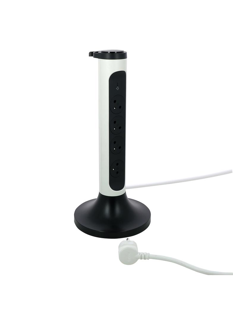 Przedłużacz Pionowy Obrotowy 4-Gniazdowy Z/U Z Ogranicznikiem Przepięć Z Przewodem 2Mb 3x1.5Mm2 Biały/Grafitowy Helmo 049410 LEGRAND