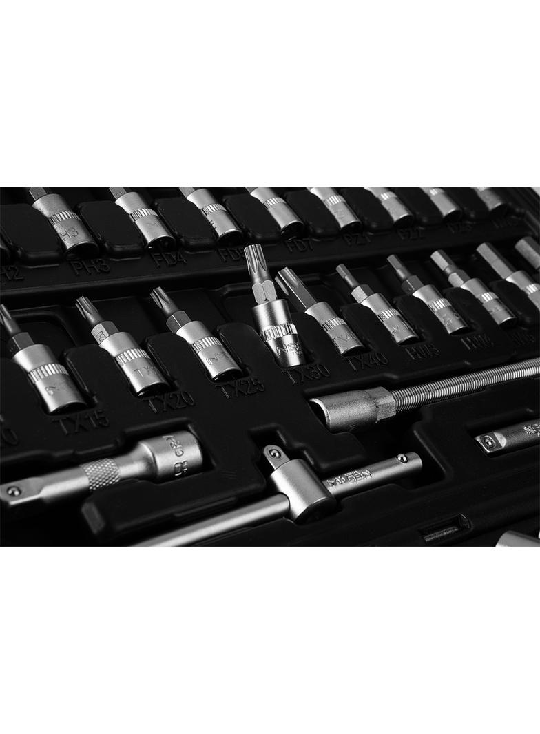 Zestaw kluczy 55 elementów 1/4", satynowy