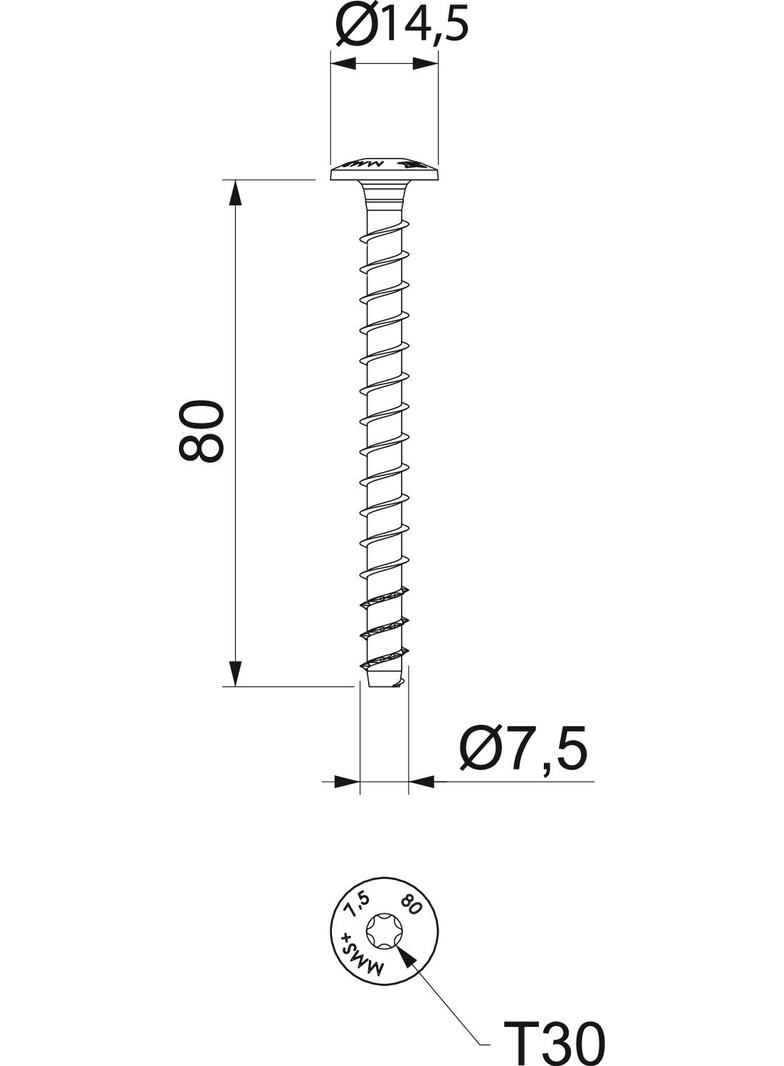 MMS-plus 7.5X80 Kotwa wkręcana ognio.