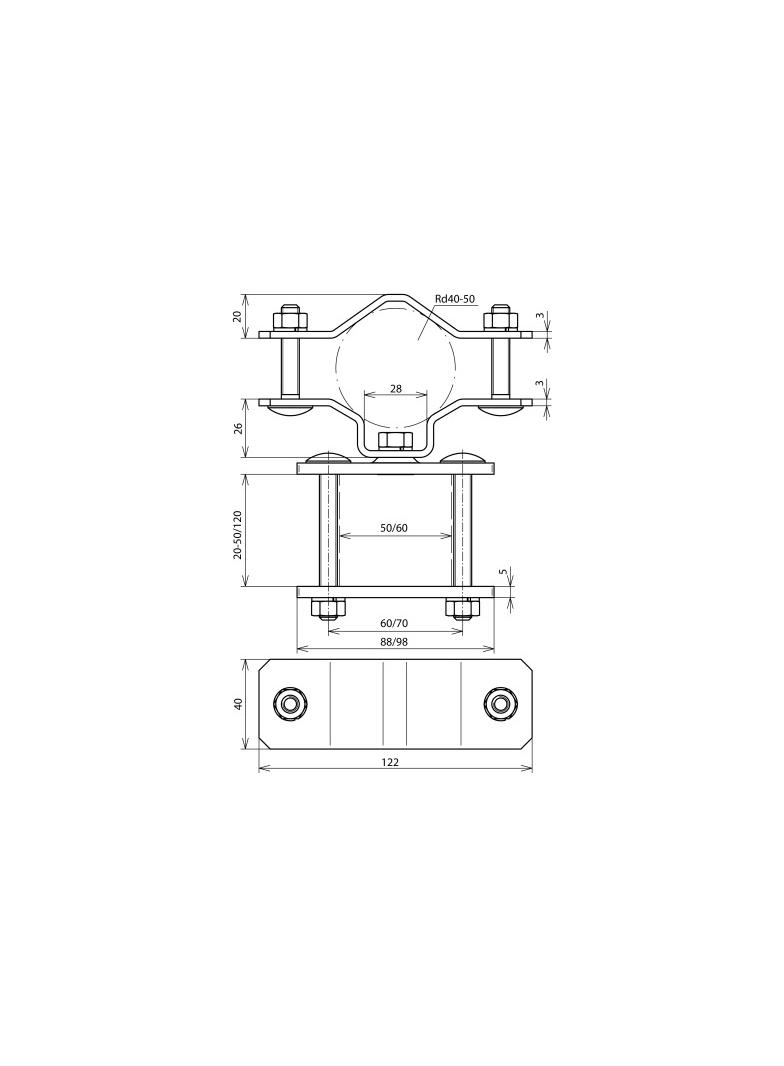 Element mocujący do rur wsporczych, stal nierdzewna NIRO