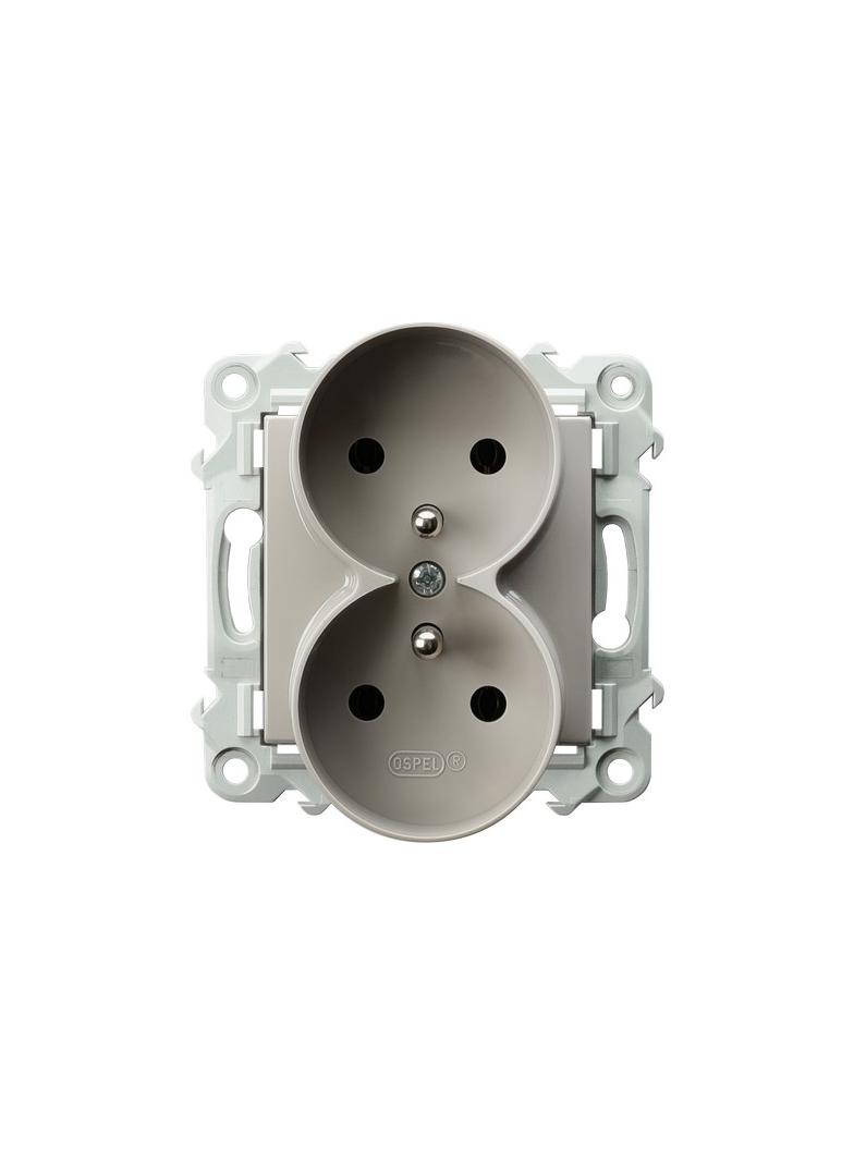SZAFIR Gniazdo podwójne z uziemieniem moduł bez ramki - kolor kaszmirowy beż
