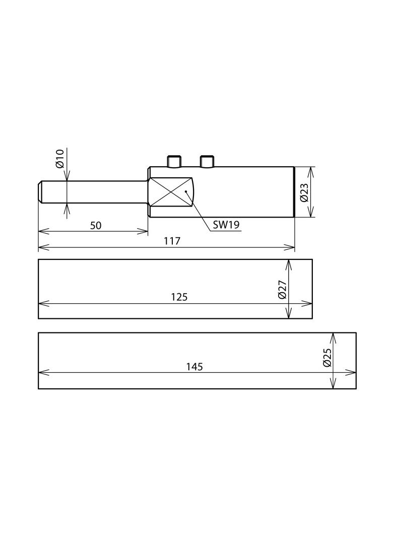 Zestaw montażowy do H VI long 23 mm szary, 1 głowica, 2 opaski