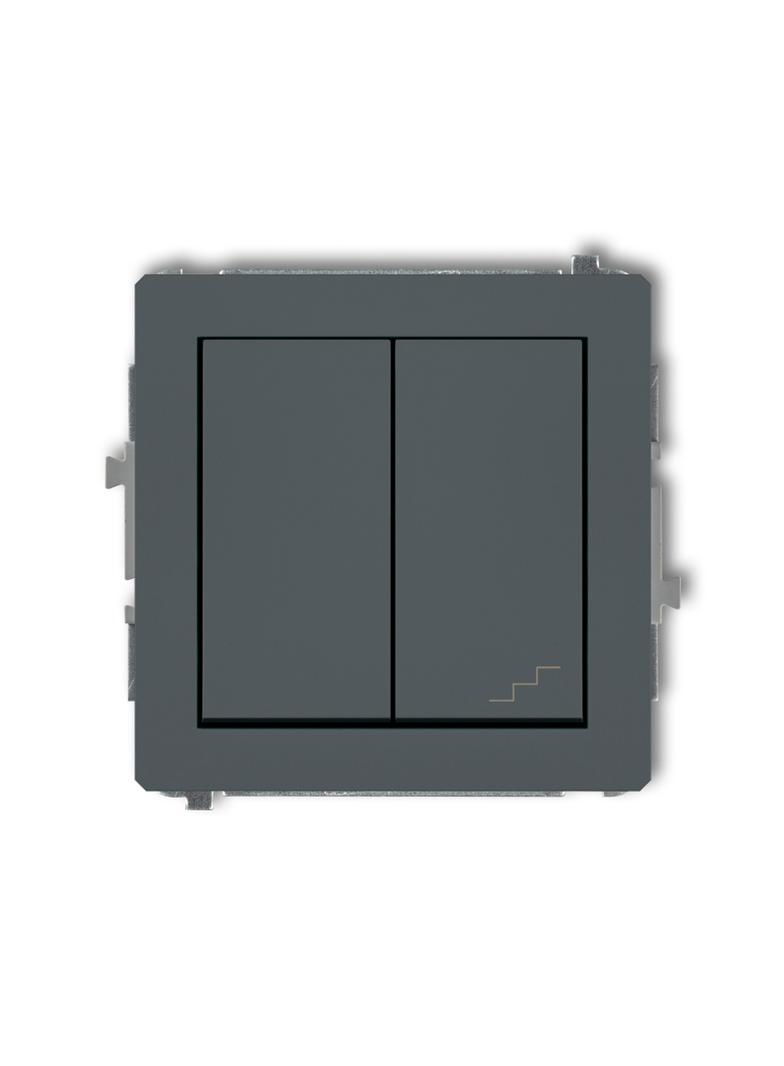 DECO Mechanizm łącznika jednobiegunowego ze schodowym (wspólne zasilanie) grafitowy mat