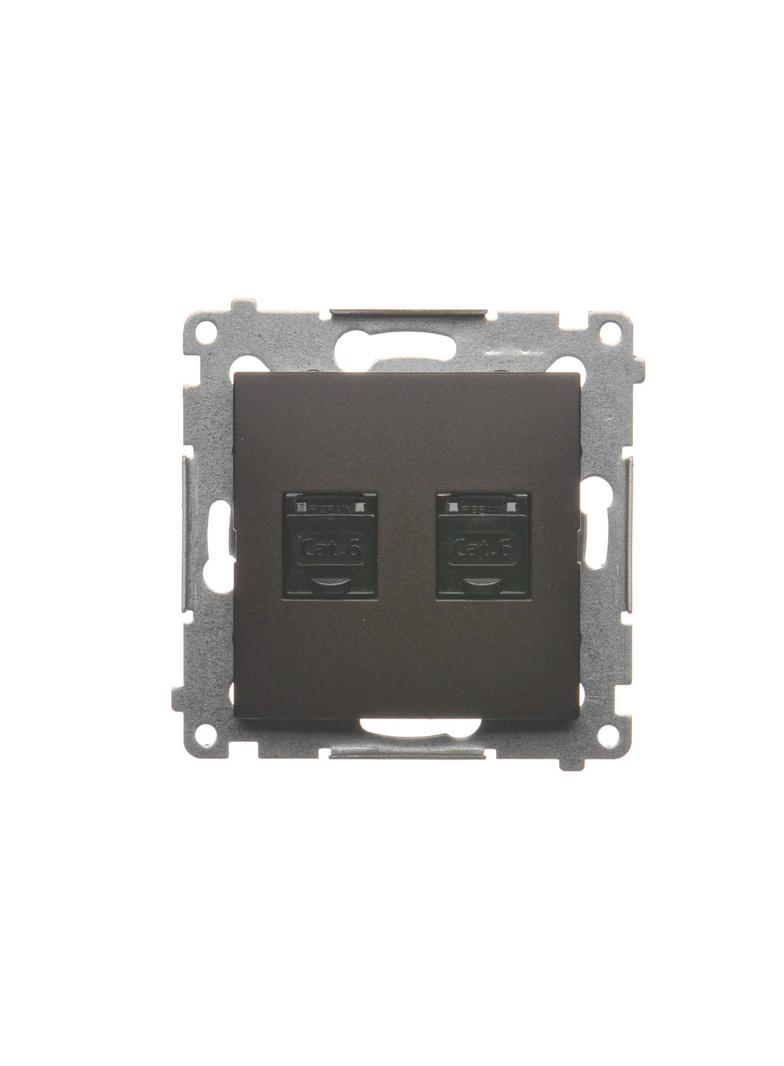 Simon 54 Gniazdo komputerowe podwójne RJ45 kategoria 6 z przesłoną przeciwkurzową brąz mat D62.01/46 KONTAKT