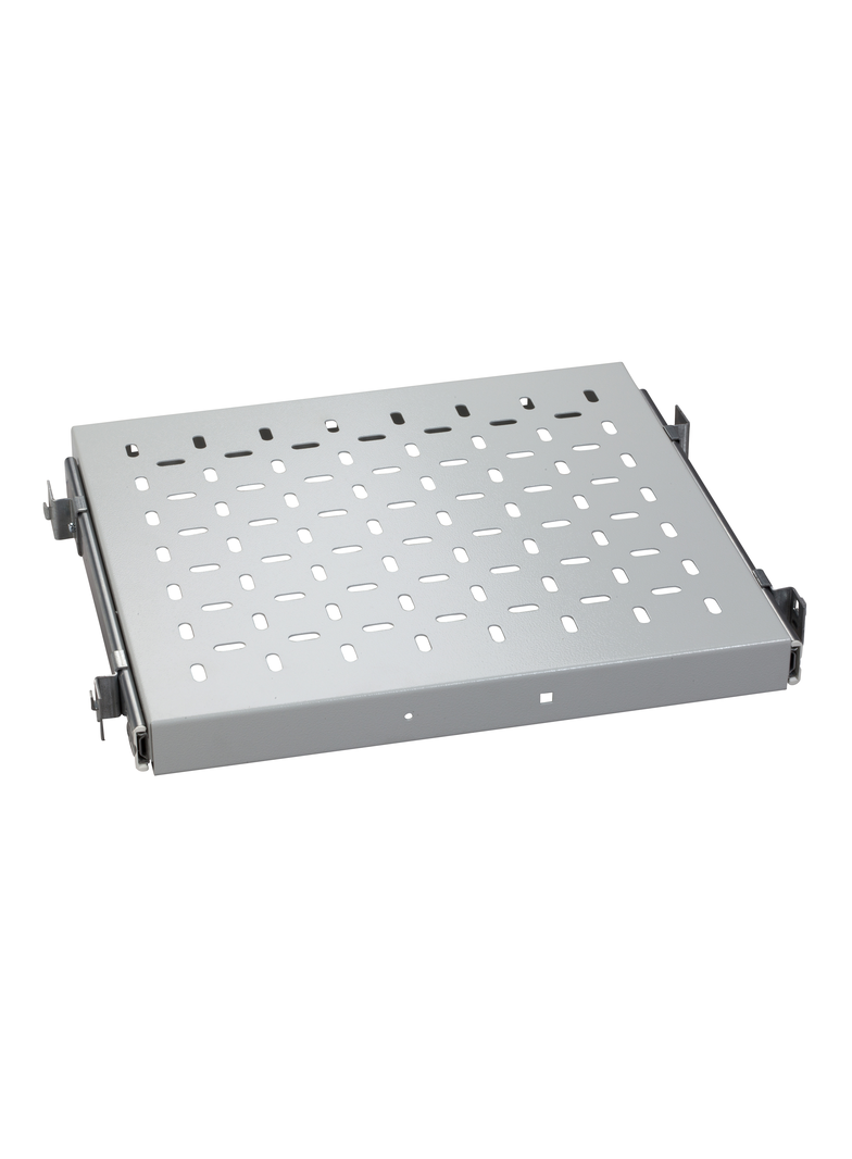 Półka teleskopowa 1U głębokość 800-1000 perforowana stalowa RAL7035 45kg NSYBBT1U60P Schneider