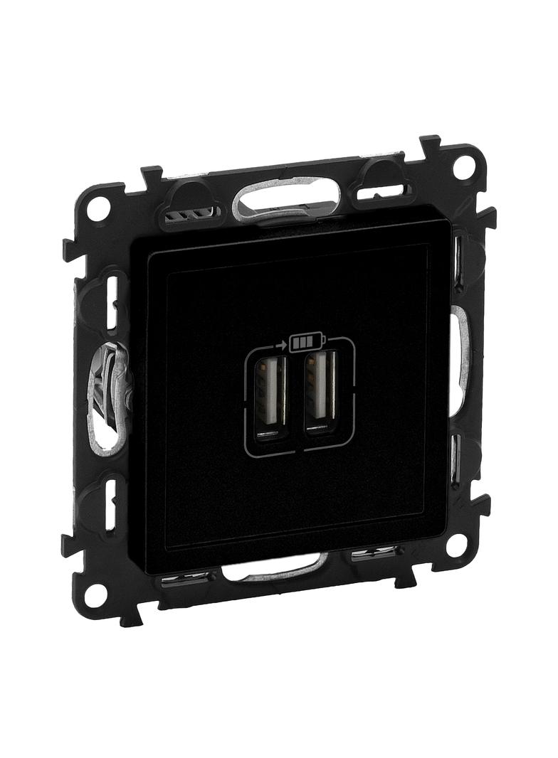 VALENA LIFE - GNIAZDO USB A+A CZARNE