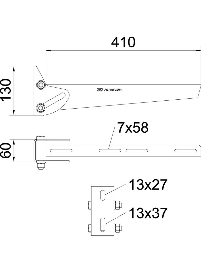 AWV/41, WSPORNIK ŚCIENNY 410MM FT
