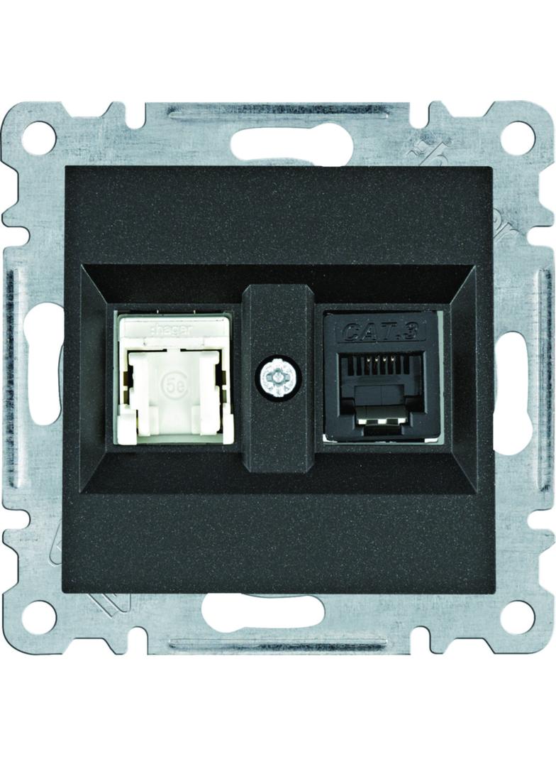 lumina Gniazdo RJ11/12 + RJ45 czarny WL2213 HAGER