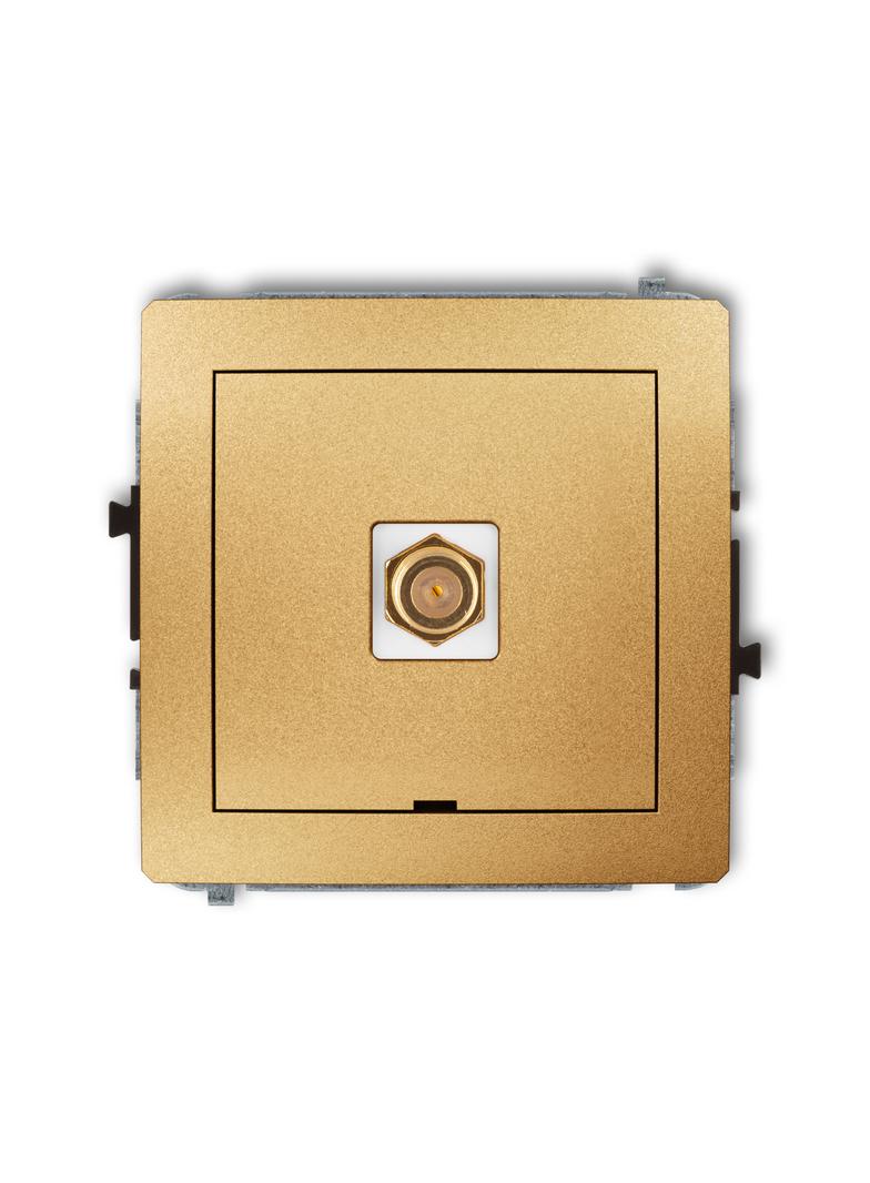 DECO Mechanizm gniazda antenowego pojedynczego typu F (SAT) pozłacany, bez pola opisowego złoty