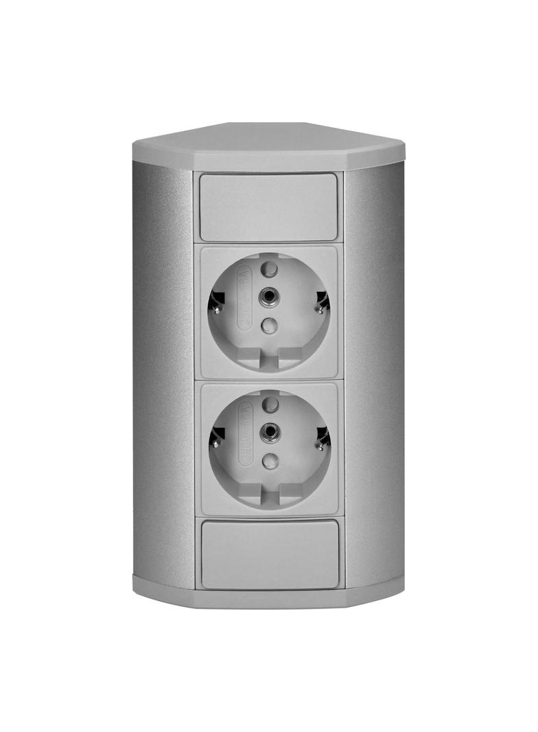 Gniazdo meblowe 2x2P+Z (Schuko), szaro-srebrne