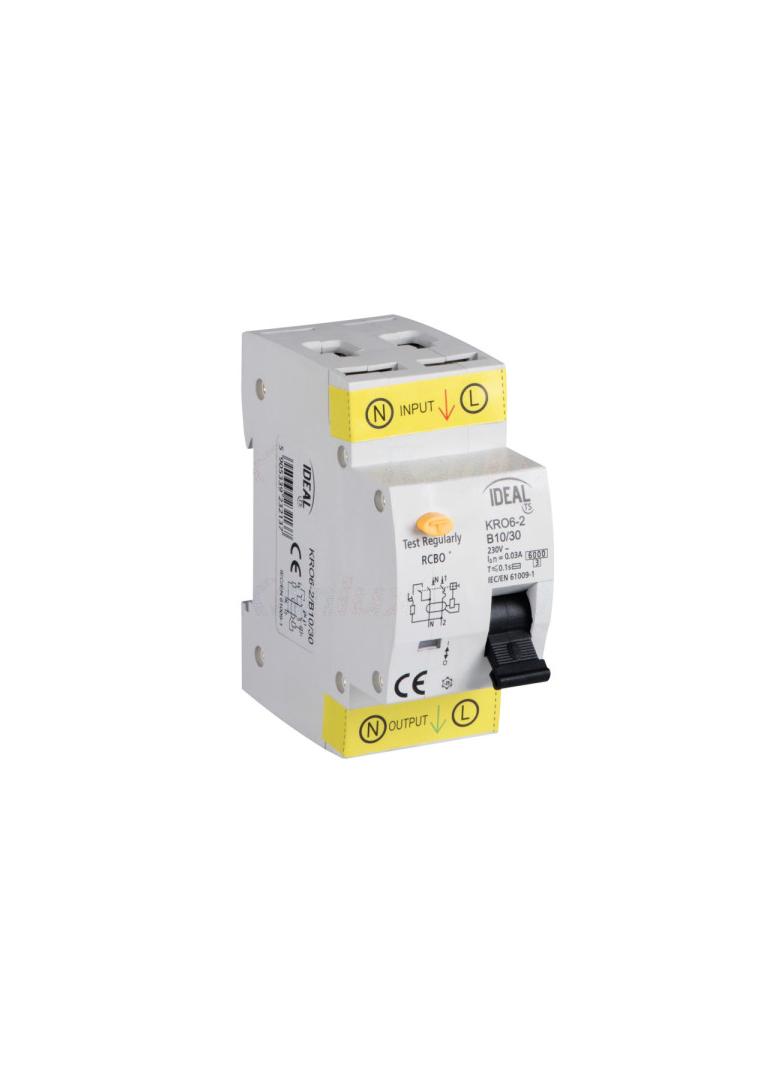 Wyłącznik różnicowo-prądowy z zabezpieczeniem nadmiarowo-prądowym KRO6-2/B10/30
