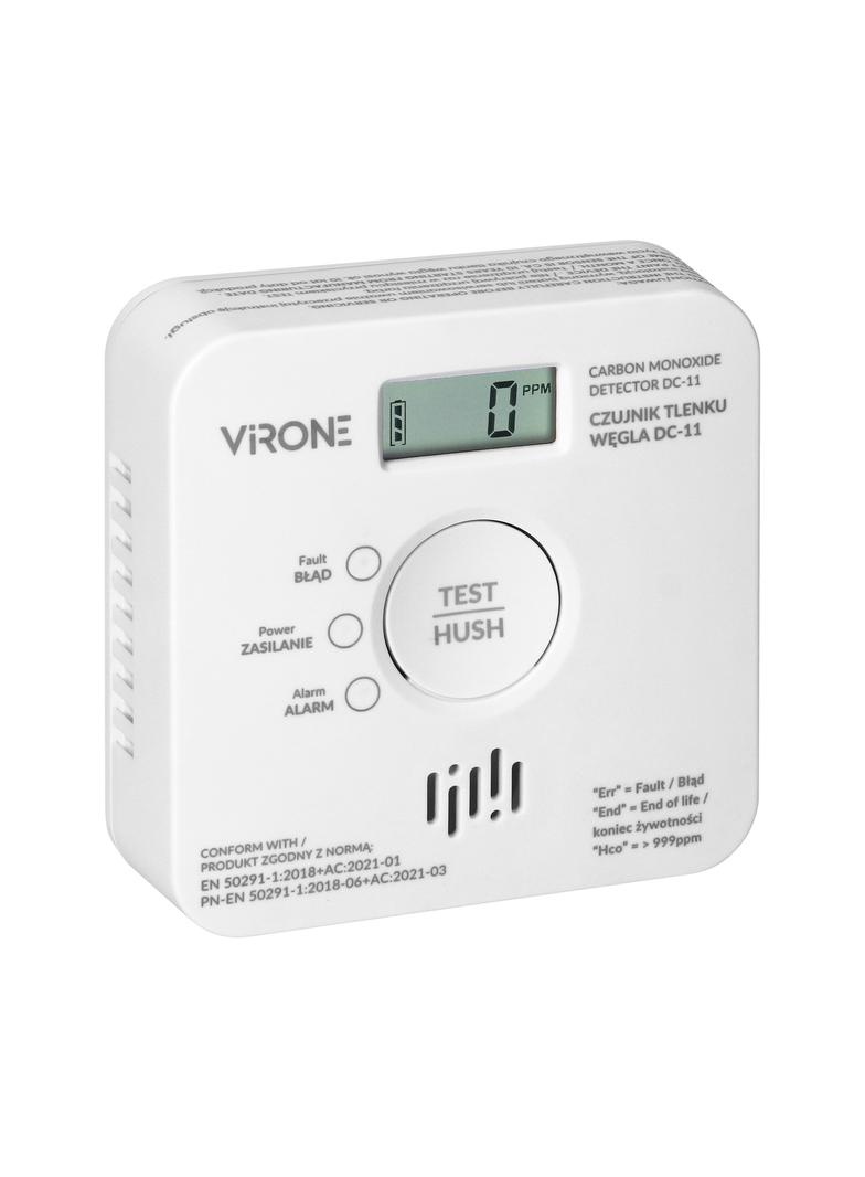 Bateryjny czujnik tlenku węgla (czadu), 2xAA, żywotność sensora 10 lat