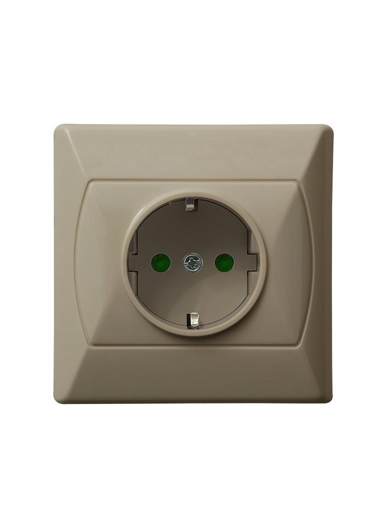 AKCENT Gniazdo pojedyncze z uziemieniem schuko z przesłonami torów prądowych - kolor beżowy